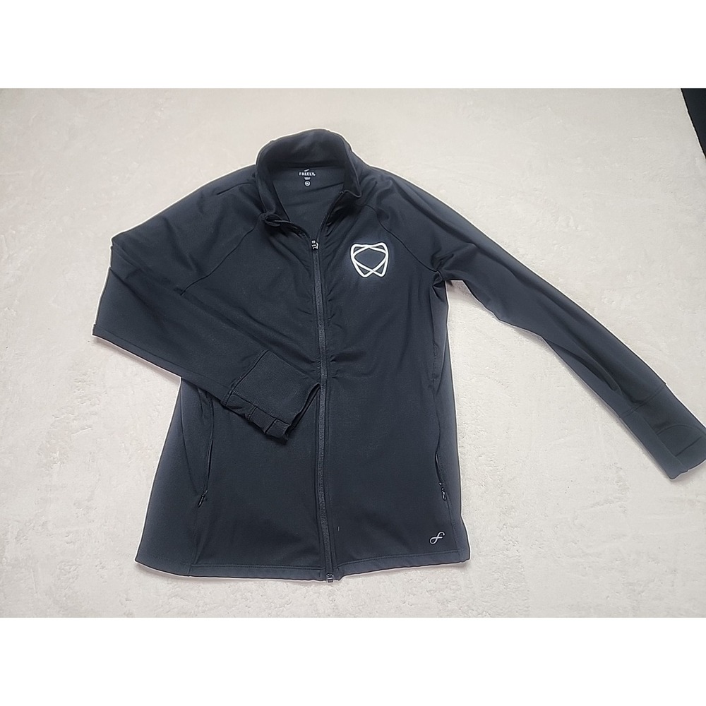 Freely Full Zip Black Jacket Xl With Thumb Holes With Embroidered Symbol